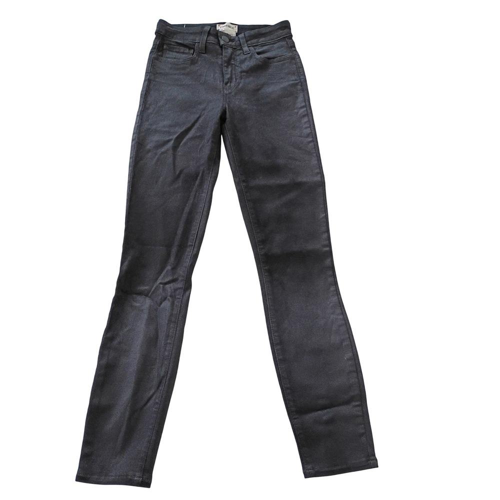 L AGENCE Margot High Rise Noir Black Coated Skinny Jeans Size 24x25 USA $275 - Picture 2 of 10